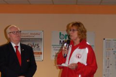 Präsidenten des deutschen und
dänischen Keglerverbandes<br>
v.l.n.r.: Jürgen Ketelhake (DBKV),
Marita Geinitz (DKF)