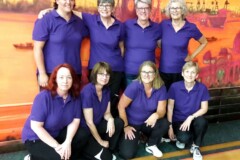 <b>SG Ninepin Hamburg</b><br/>
Hinten von links: Martina Michael, Birgit Hartmann, Gisela Brose und Heidemarie Jannink<br/>
Vorne von links: Tanja Slopianka, Kirsten Ruge, Wiebke Wohlgemuth und Birgitt Schumacher
