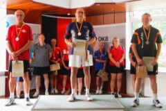 <b>Einzel Herren B</b><br>
2. Platz Hans-Peter Buschbeck (Cuxhavener Sportkegler Vereinigung)<br>
1. Platz Robert Neumann (Vereinigung Hannoverscher Kegler von 2000)<br>
3. Platz Norbert Gattner (Berliner SKV)