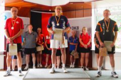 <b>Einzel Herren B</b><br>
2. Platz Hans-Peter Buschbeck (Cuxhavener Sportkegler Vereinigung)<br>
1. Platz Robert Neumann (Vereinigung Hannoverscher Kegler von 2000)<br>
3. Platz Norbert Gattner (Berliner SKV)