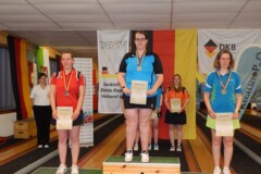 <b>Einzel Damen</b><br>
2. Platz Saskia Möller (VK Spandau)<br>
1. Platz Claudia Sponholz (KV Landkreis Rostock)<br>
3. Platz Sylvia Pawelczak (Ver. Hannoverscher Kegler)