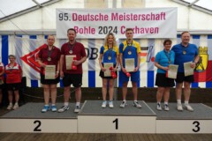 <b>Doppel Mix</b><br>
2. Platz Nancy Prievenau / Kai Ludorf (SG Kiel)<br>
1. Platz Diana Rix / Marvin Skriwanek (SKV Seenplatte/Vorpommern)<br>
3. Platz Claudia Lippka / Jens Kohlenberg (KV Bremerhaven)