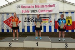 <b>Einzel Damen</b><br>
2. Platz Katharina Franke (Berliner SKV)<br>
1. Platz Kristina Kiehn (SG Hamburg)<br>
3. Platz Andrea Lehnert (Verein Uelzener Kegler)